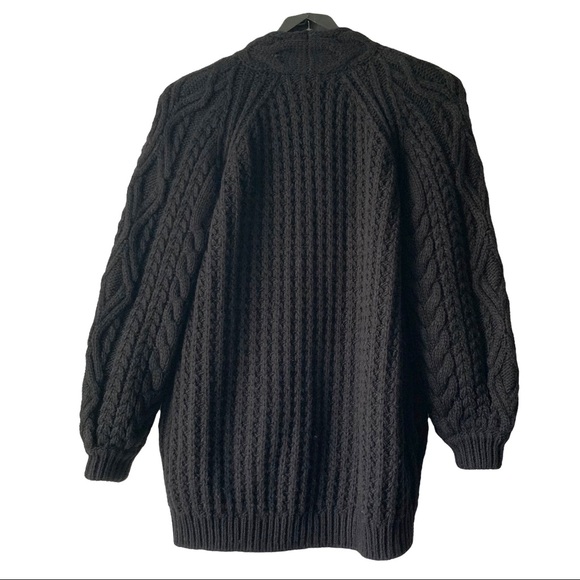 Maje Mouffle Wool Cable Knit Chunky Black Long Cardigan - Picture 9 of 16